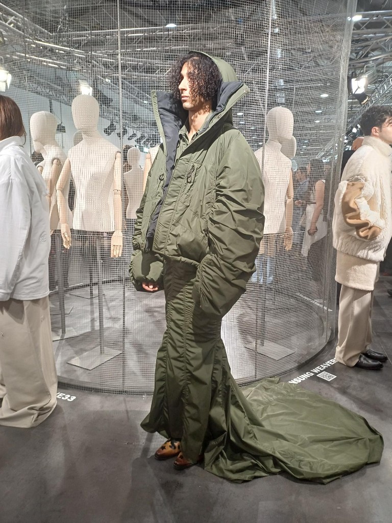 High-fashion technical garment at an industry showcase