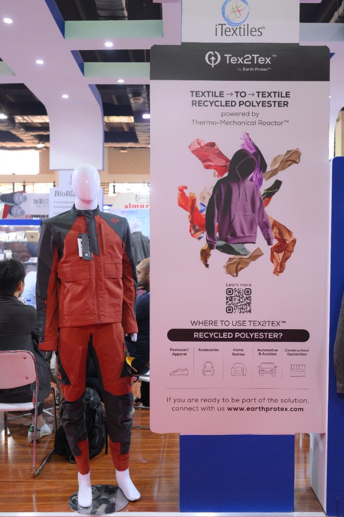 Tex2Tex booth display with performance apparel on a mannequin